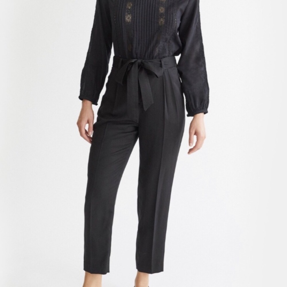 VETTA Pleated High Waist Black Trouser Pant sz 4